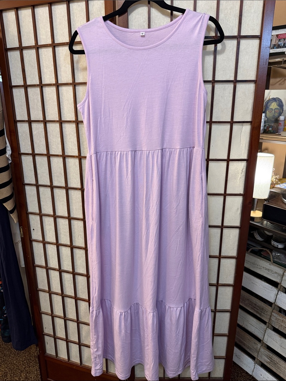 Sleeveless Lilac Tiered Maxi Dress